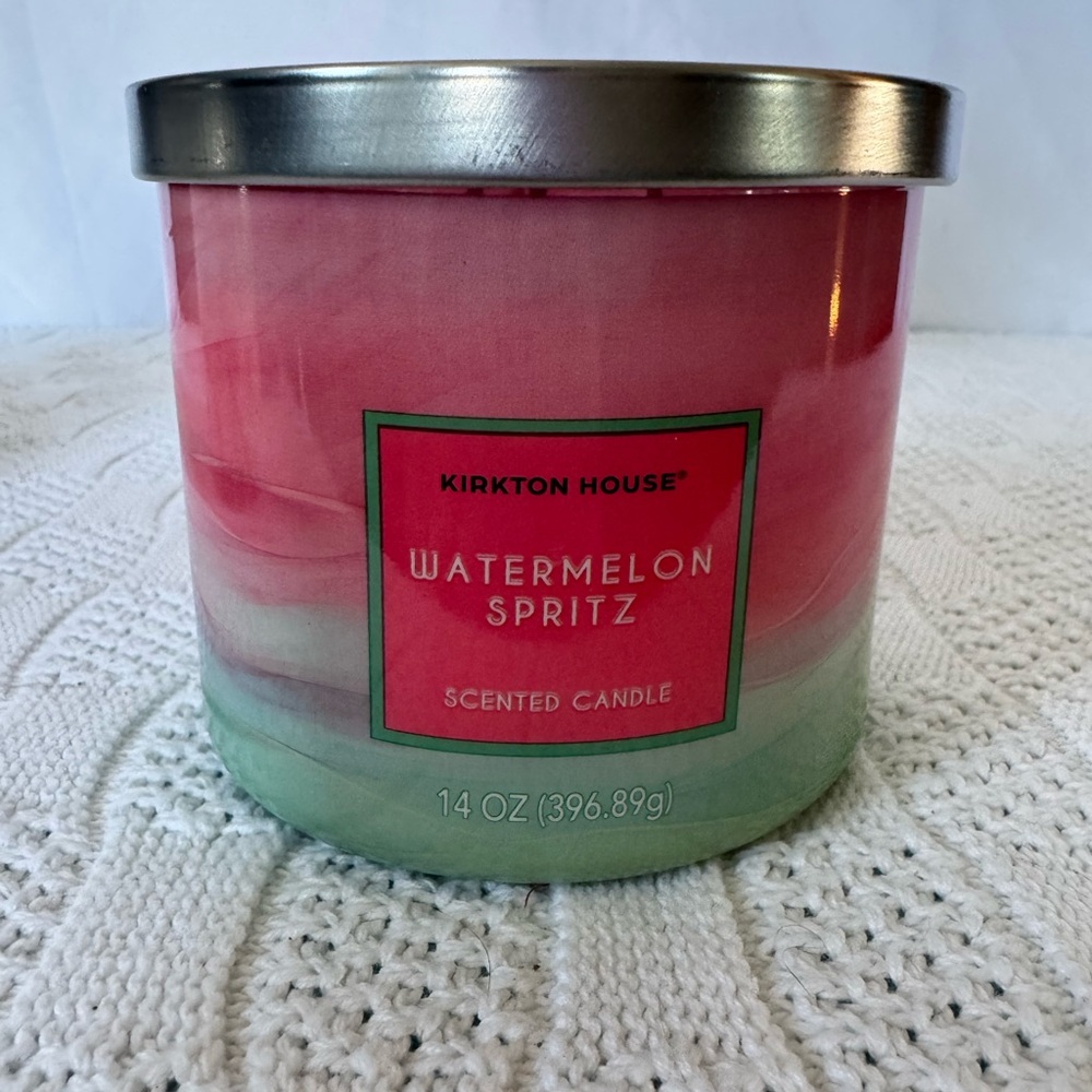 NWT 3 wick glass 14oz candle watermelon spritz